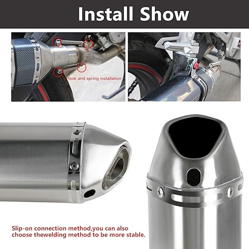 Miniatura 28 de PACEWALKER Silenciador de escape de motocicleta de fibra de carbono real de 1.496-2.008 in, silenciador universal de escape de motocicleta con DB