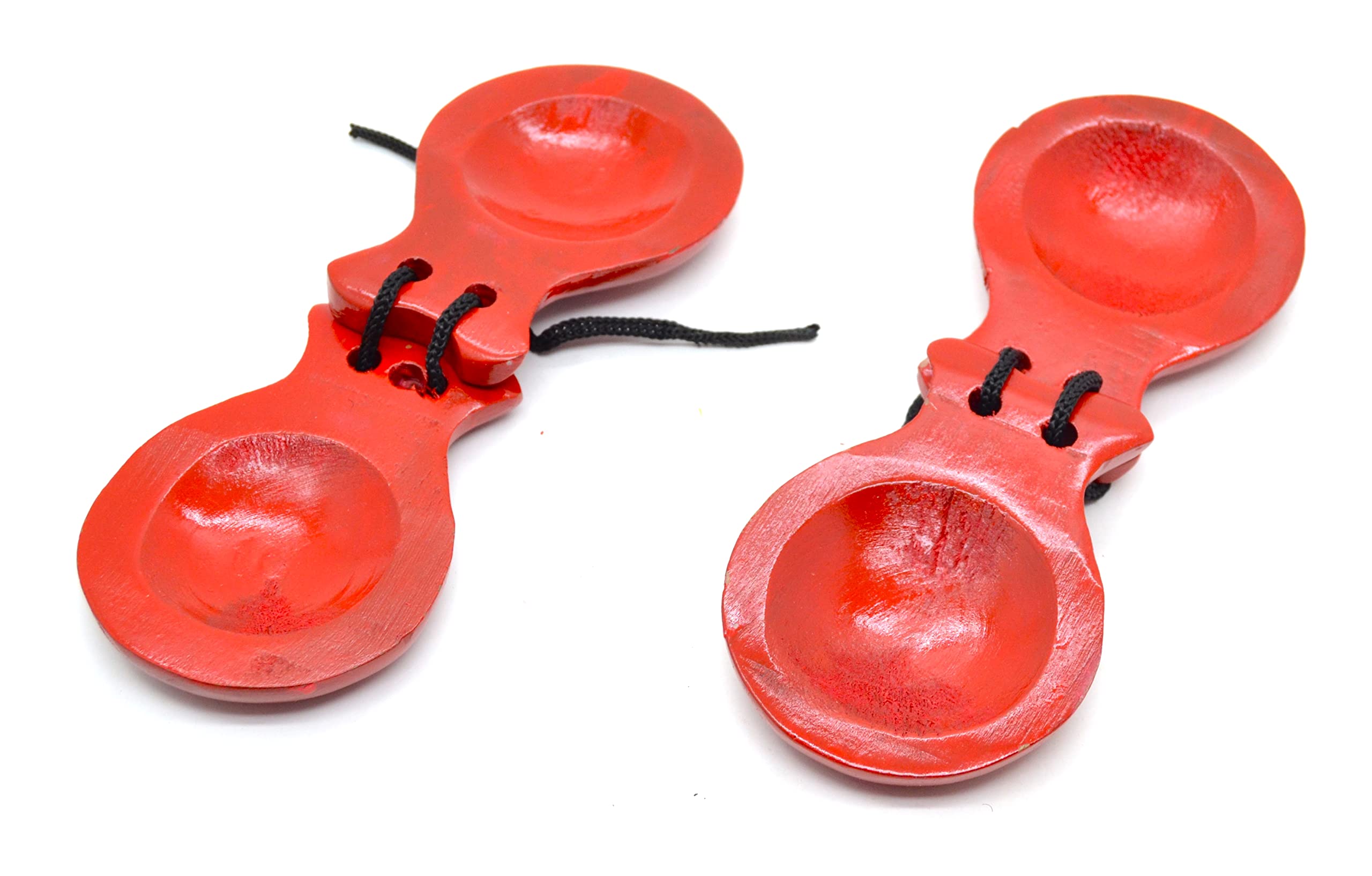 Castagnettes Espagnoles En Bois Rouge - Fait Main - Pour Adultes - Instrument Traditionnel Flamenco