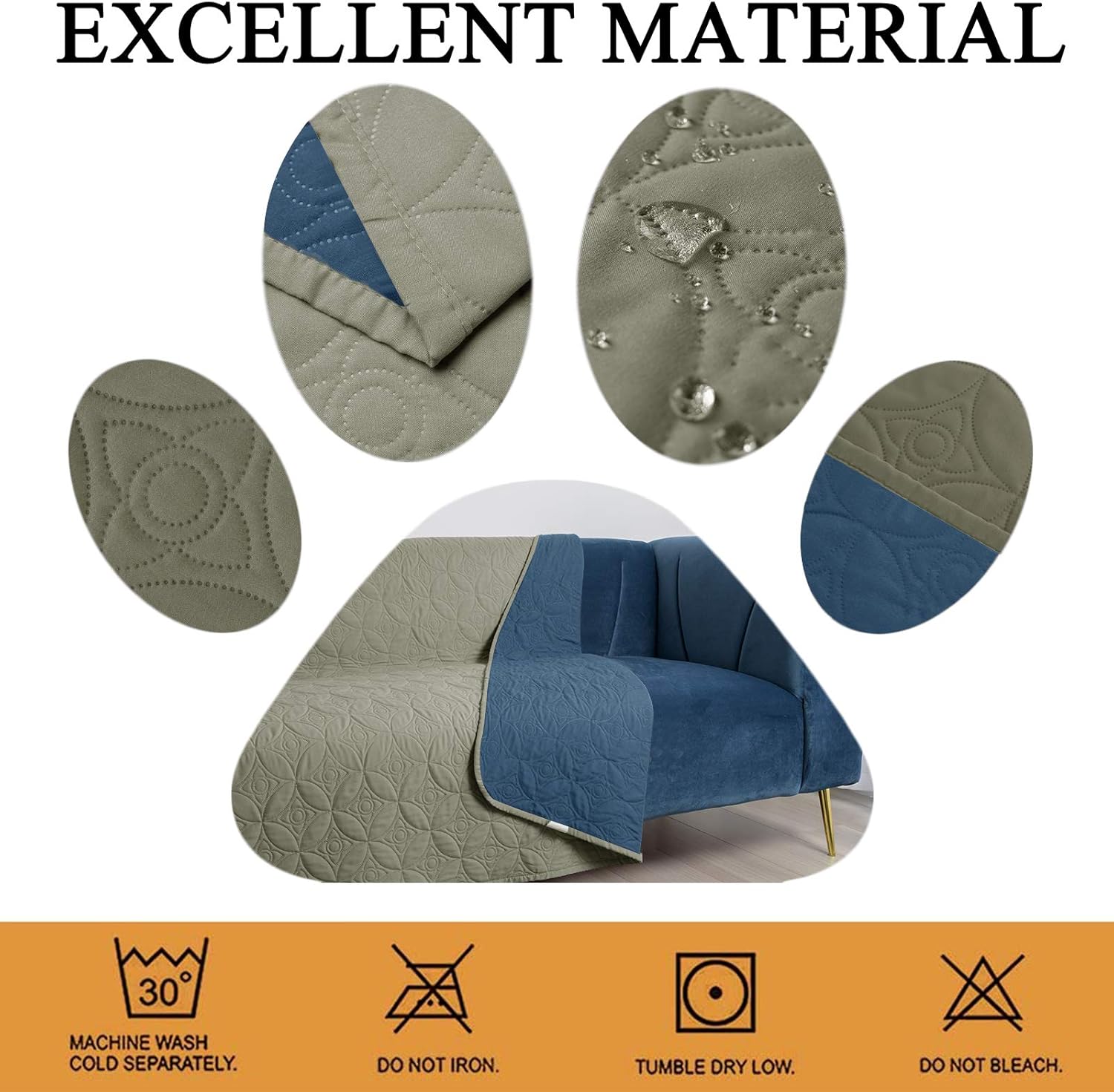 Tuffeel Waterproof Dog Bed Cover Pet Blanket for Furniture Bed Couch Sofa Reversible (52x82 Inches, Blue+Green) : Pet Supplies