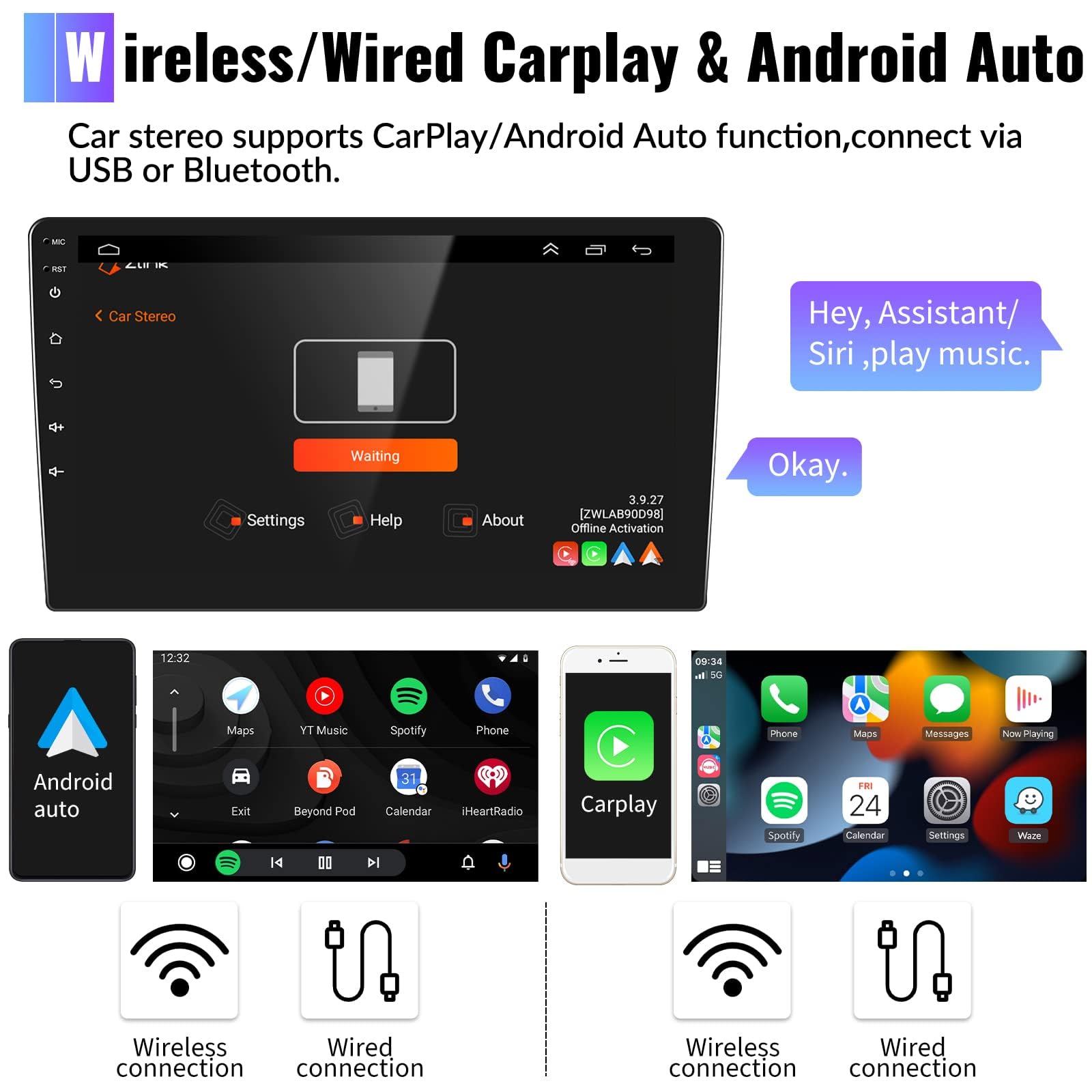 CAMECHO 2+64G Car Radio Head Unit Android 13 for Hyundai Tucson IX35 2010-2015 Autoradio, 10