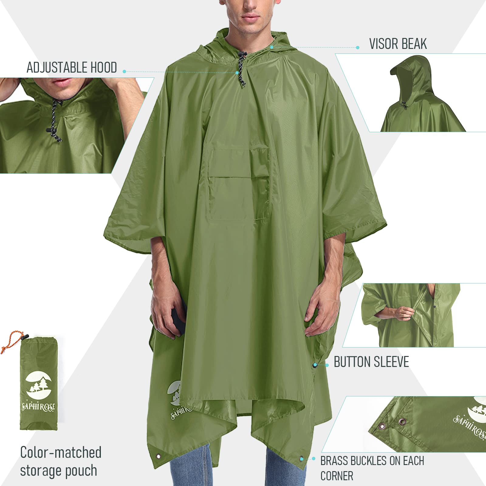 Waterdichte Regenponcho Volwassenen De SaphiRose PONCHO Store Openen Regenponcho, Jas Voor Volwassenen, Met Opvouwbare Regenponcho Voor Volwassenen