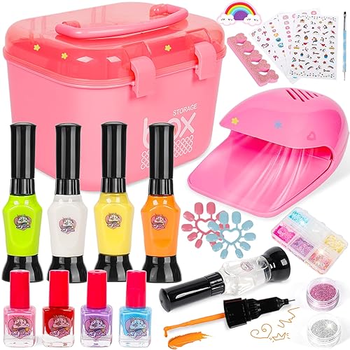Juego de esmaltes de uñas para niñas, kit de arte de uñas para niñas de 6 a 8 a 12 años, kit de uñas para niñas de 7 a 12 años, juego de uñas para