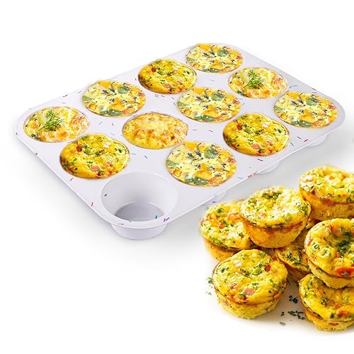 Juome Silicone Egg Bite Molds - 12 Cups Silicone Muffin