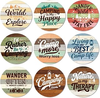 ANATTASOUL Wooden Planks Wooden Coasters Set of 9 Bulk(3.9") | Colorful Round Drink Coasters Decorative Coffee Table Protection for Farmhouse Bar House Decor Housewarming Gift
