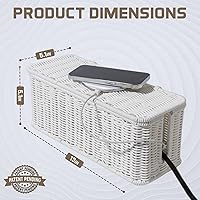 Vista 2 de Cable Management Box, Handmade Rattan Cable Organizer with 2 Open Slots, Cord Hider for Power Strip, Router & USB Hub, Registered U.S. Design Patent