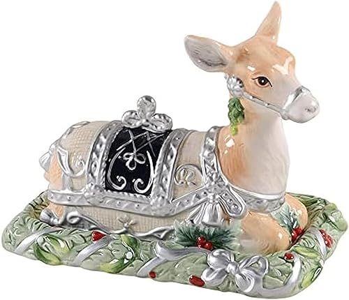 Fitz and Floyd Bristol Holiday - Mantequera cubierta de ciervos, tamaño único, azul/blanco