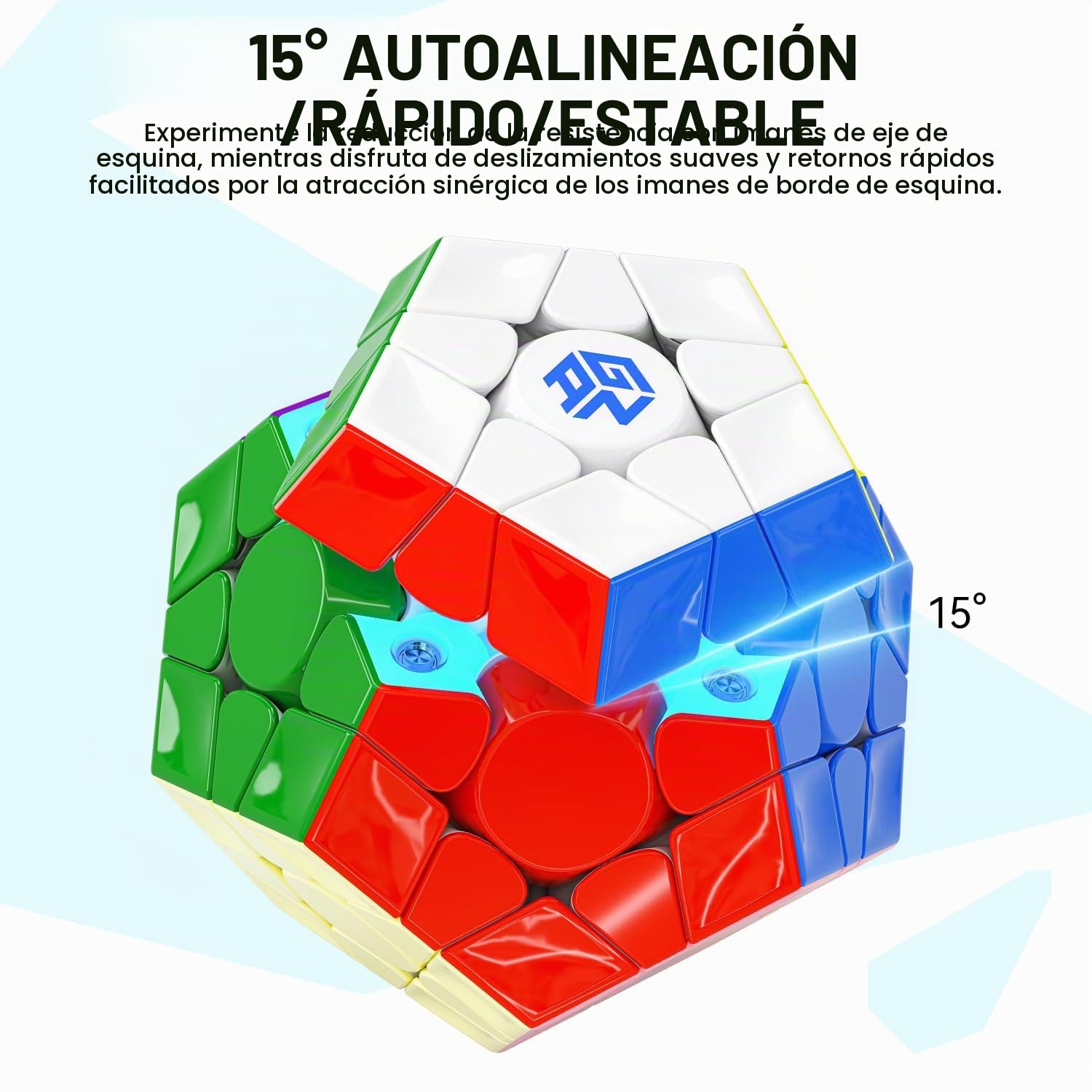 GAN Cubo Mágico Megaminx Maglev,Magnético Dodecaedro Speed Cube con 184 imanes/6 Niveles de Elasticidad,Rotación Suave, Puzzle Niños & Adulto(Parte Inferior Gris,Superficie UV