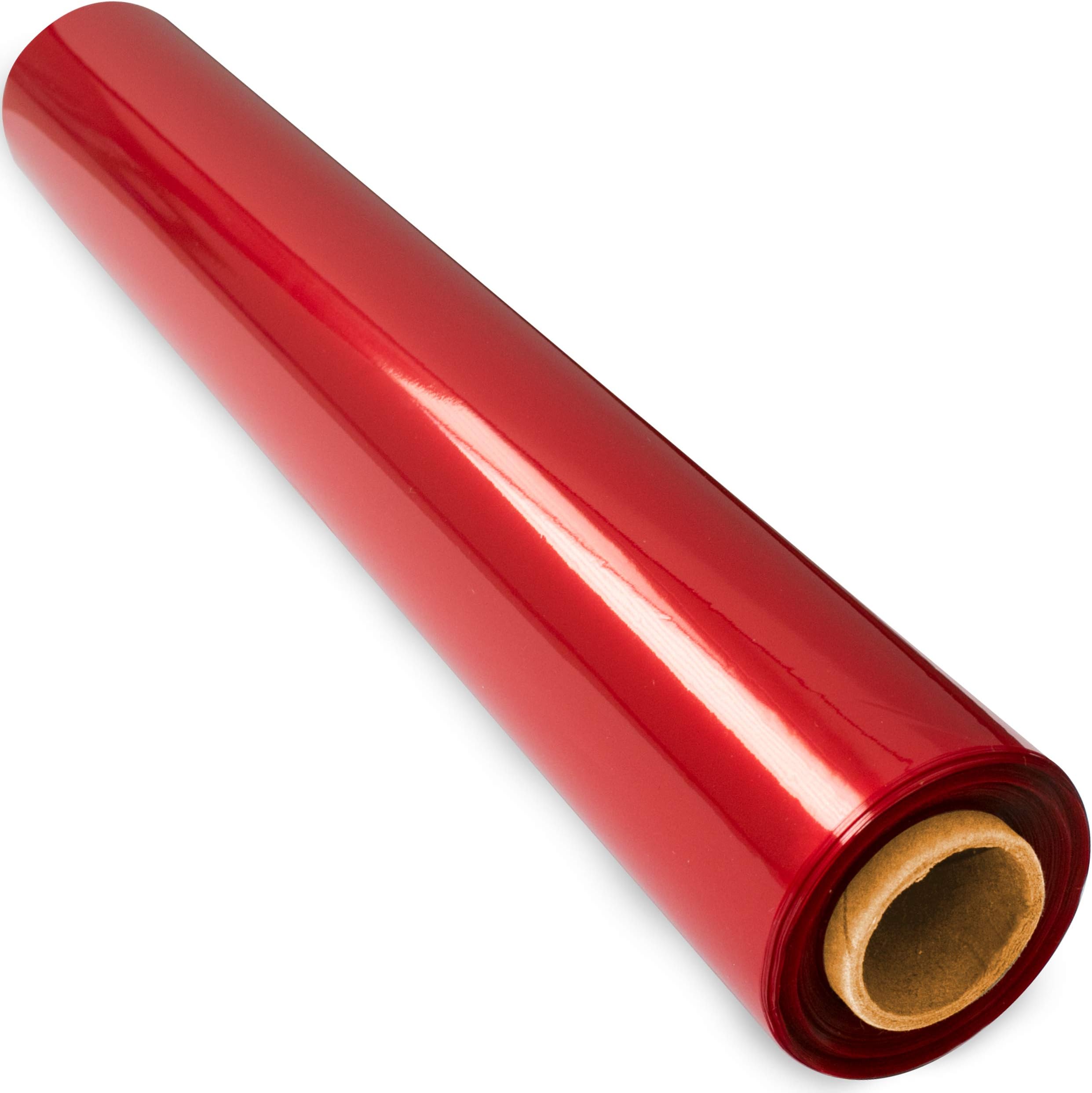 FIESTA WRAPS 200 ft Red Cellophane Wrap Roll (16 in x 200 ft) - Transparent Colored Wrap for Gift Baskets - Red Cellophane Paper for Crafts and Wrapping