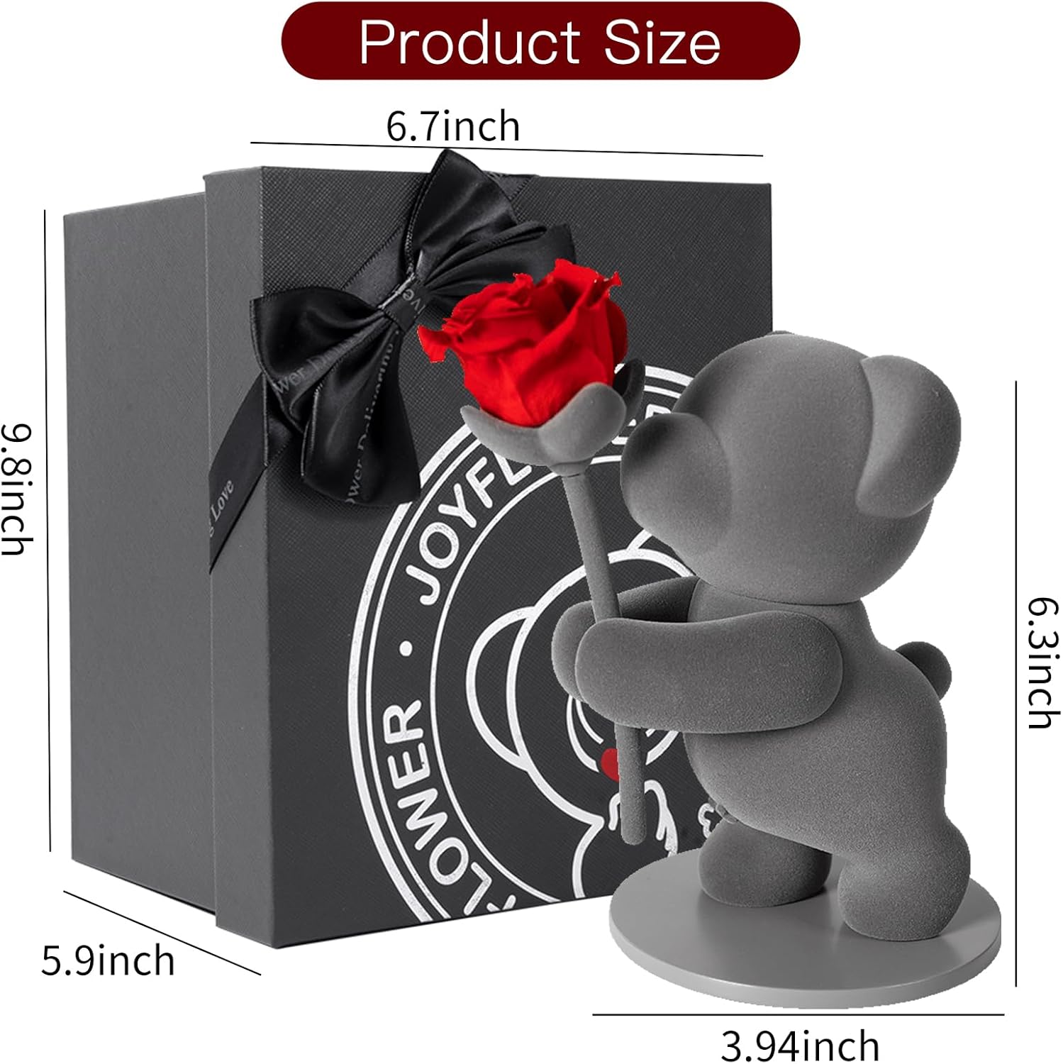 JoyFlower Preserved Flowers with Cute Teddy Bear, Eternal Real Rose Romantic Gift with Elegant Gift Box for Girlfriend Wife Her in Valentine's Day, Birthday, Christmas, Weddings, Anniversaries - Image 5