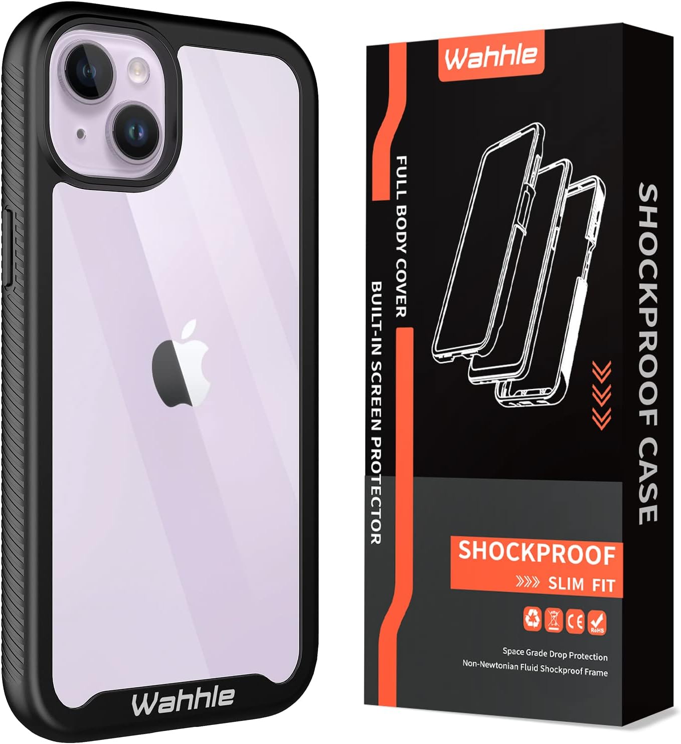 wahhle Compatible with iPhone 14 Plus Case, Full-Body Phone Cover with Screen Protector Shockproof TPU Bumper Case 6.7 Inches-Black Clear - Image 7