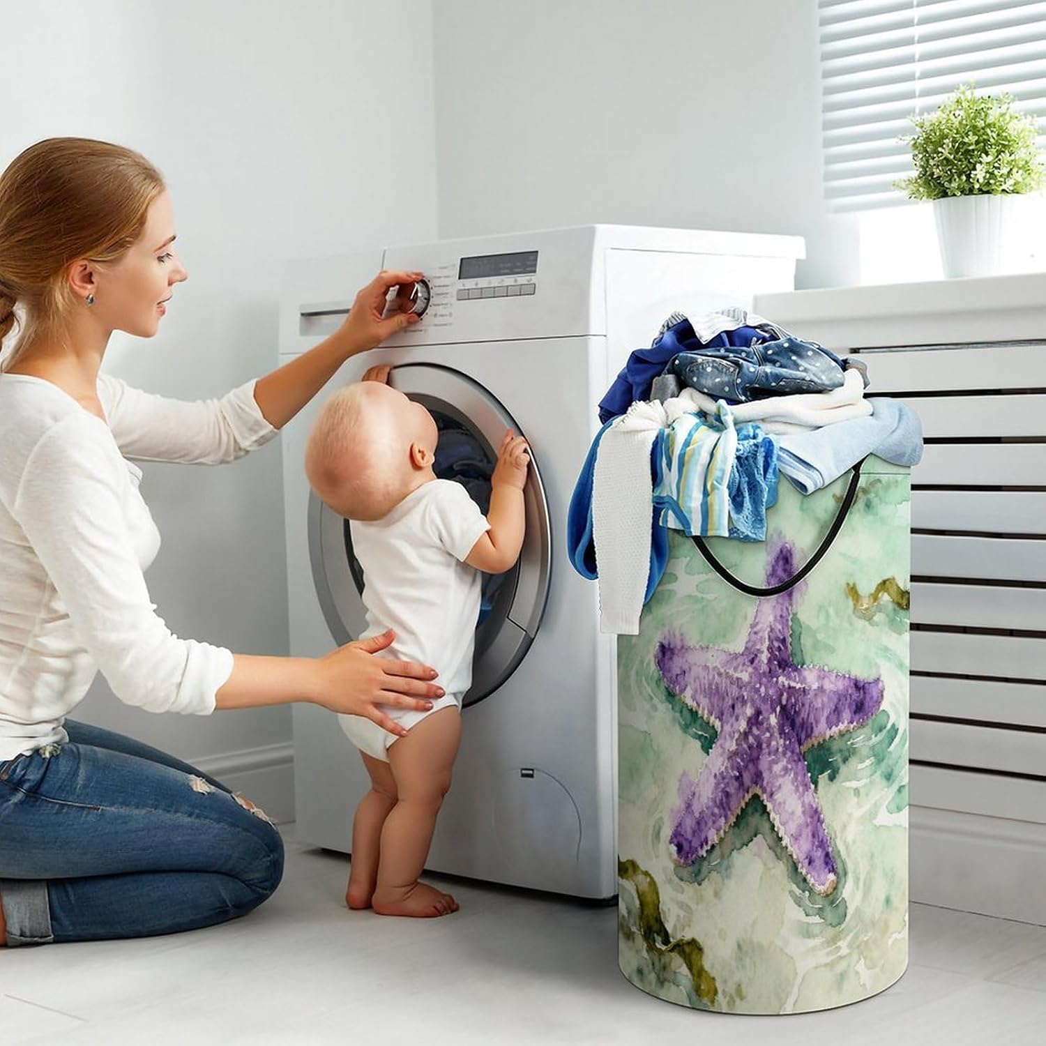 Dirty Clothes Basket Extra Large 110l Open Top Laundry Hamper With Portable Carry Handles, Foldable Waterproof Clothes Basket Spacious Laundry Bag For Bedroom Bathroom Laundry Room Dorm