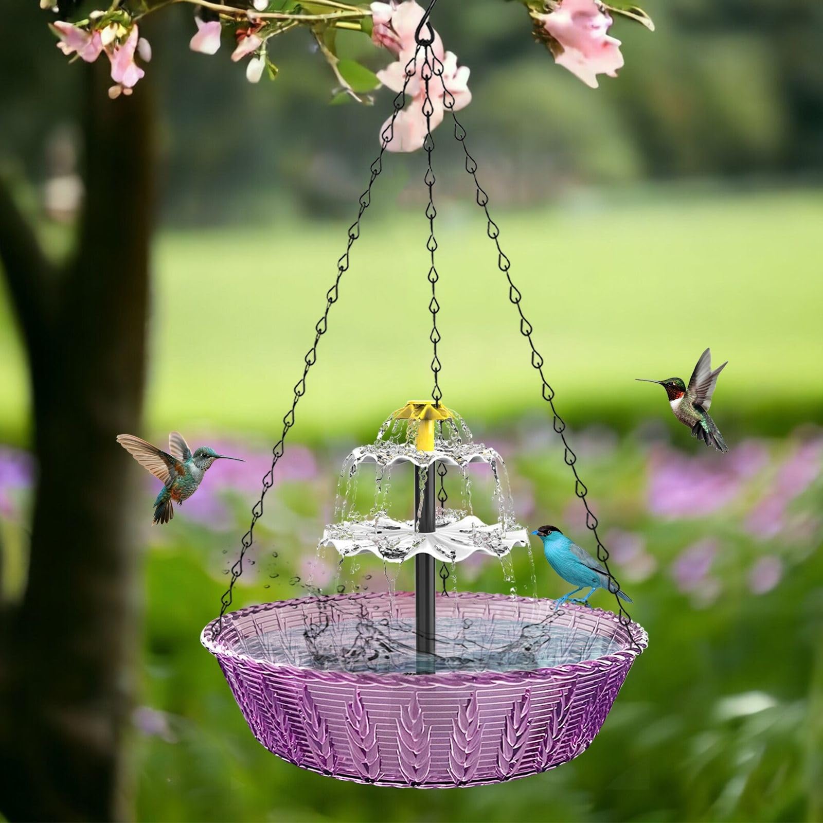 Abbeveratoio Per Uccelli Sospeso, Beverino Uccelli Selvatici Da Giardino, Abbeveratoio Per Uccelli Con Uccellini Decorativi In Metallo Balcone E Terrazzo