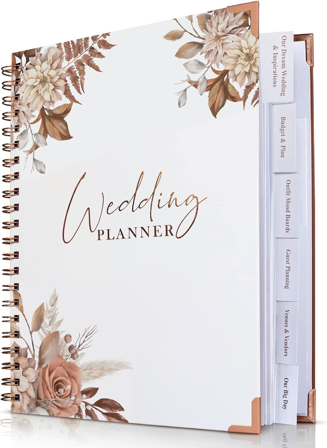 Wedding Planner for Bride,Wedding Planning Book and Organizer,Wedding Binder Book with Pockets,Perfect Engagement Gifts for Newly Enaged Couples (Floral)