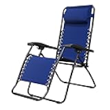 Caravan Sports Zero Gravity Outdoor Portable Folding Camping Lawn Deck Patio Pool Recliner Lounge Chair for Adults, Adjustable Headrest, Blue