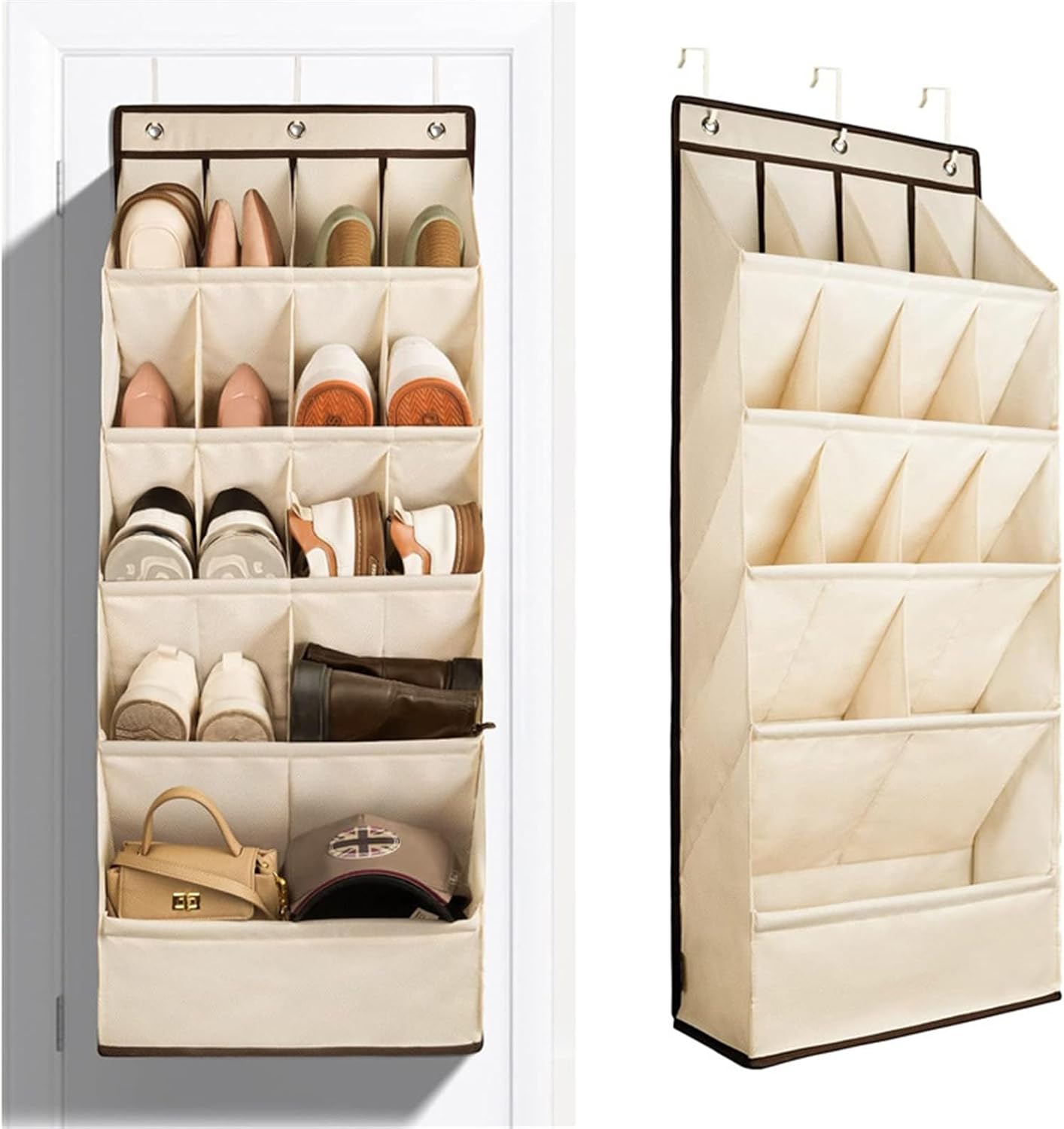 Over The Door Shoe Organizer Hanging Shoes Organizer Wall Shoe Rack Storage for 15 Pairs of Shoe, Toys Hats Sneakers and More