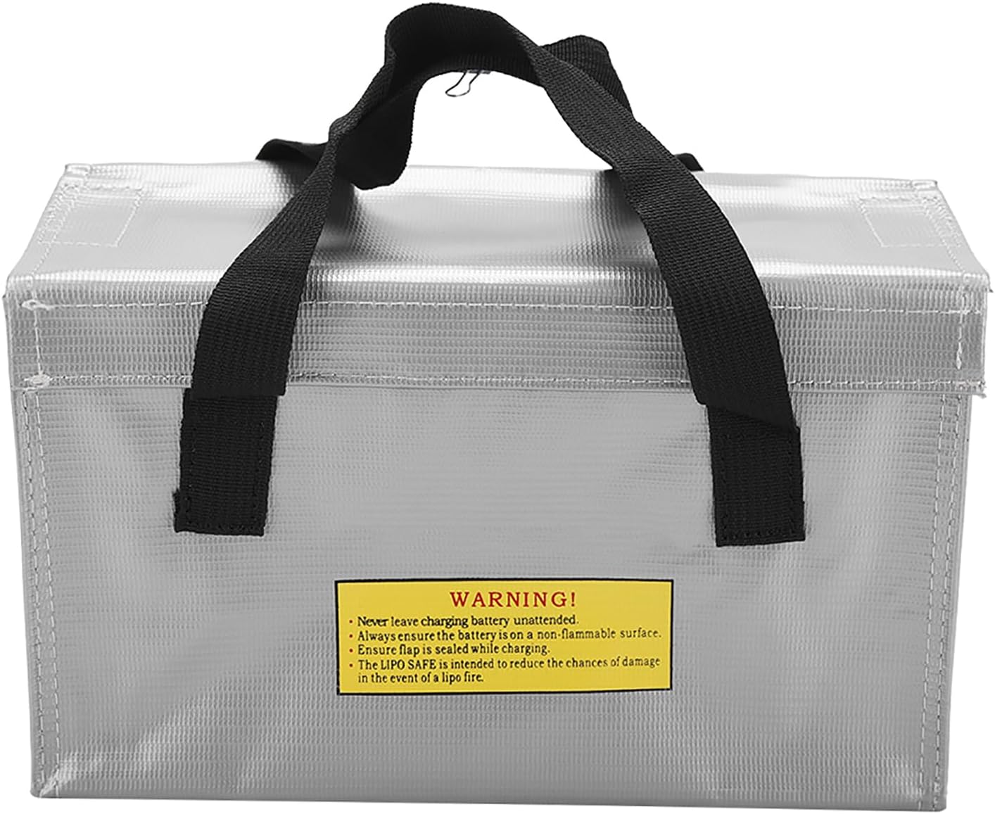 Explosionproof Lipo Battery Safe Bag Large Space Charging Batteries Storage Bags Fireproof Documents Bag Paper Cash Passport Jewelry Storage Protection Bag with Handle Design(Silver)
