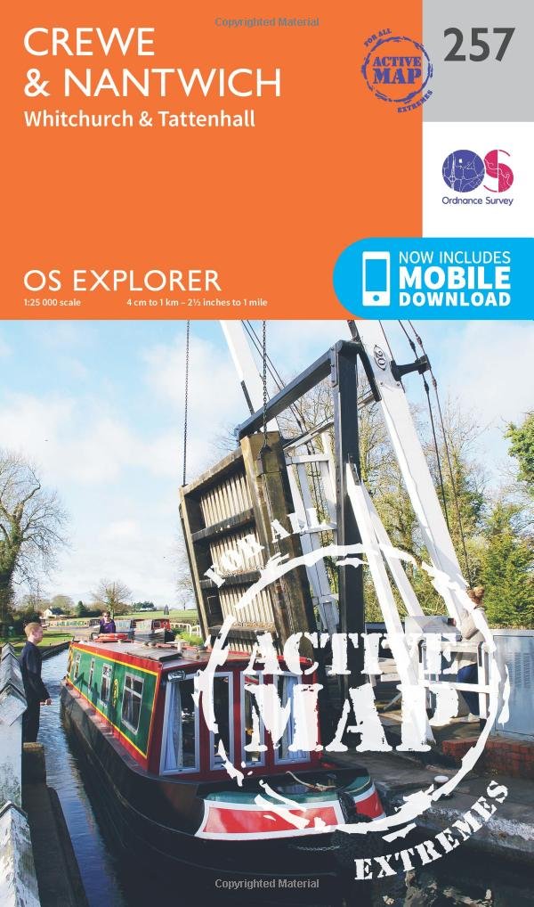 Crewe & Nantwich Map | Weatherproof | Whitchurch & Tattenhall | Ordnance Survey | OS Explorer Active Map 257 | England | Walks | Hiking | Maps | Adventure