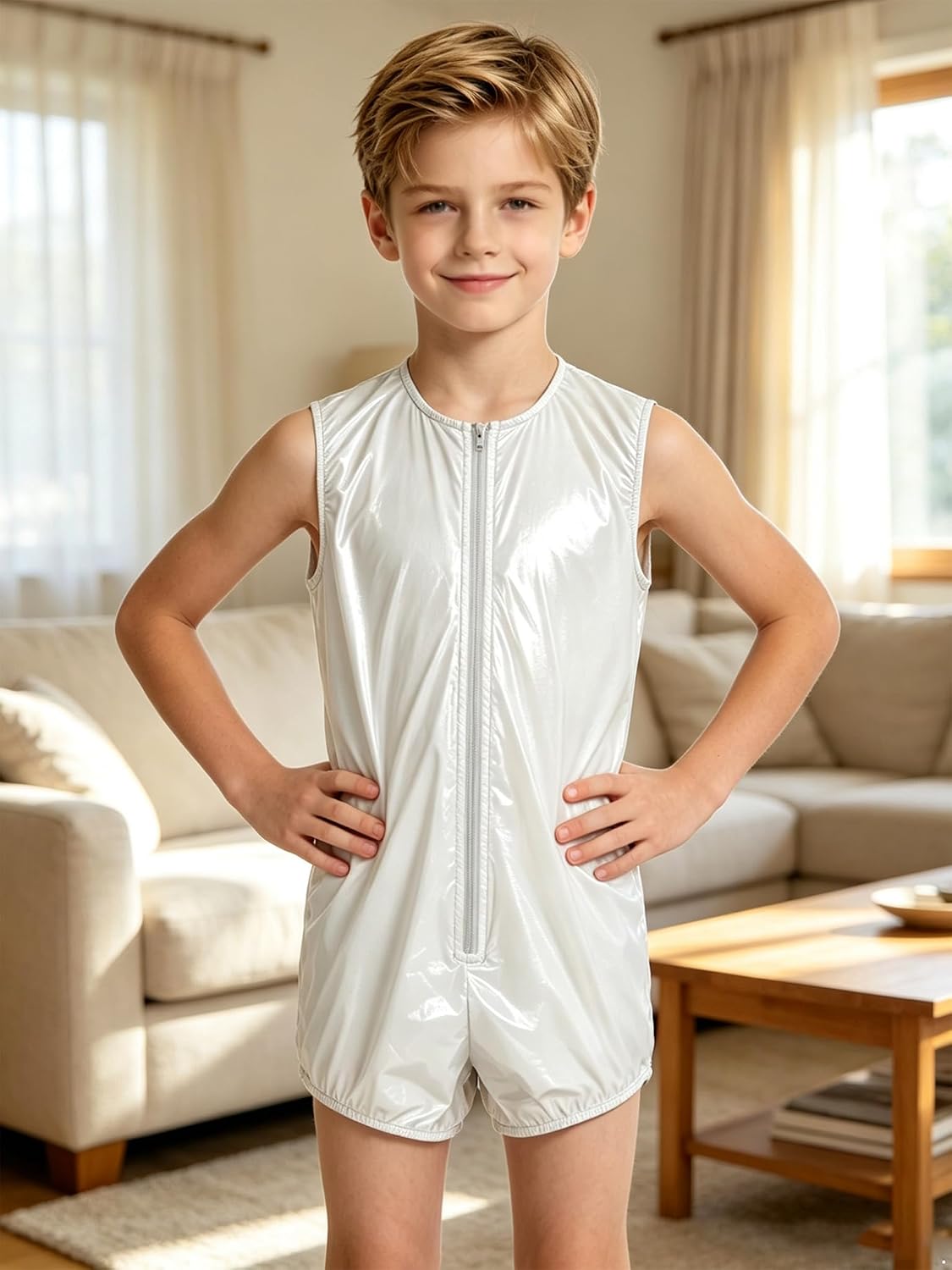 Girls Waterproof Quick Dry Bodysuit for Swimming | Waterproof Diaper Cover,Play Time,Easy Clean,Sleeveless,Front Full Zip Closure,Shiny,Accessibility,Leak Protection,Swimsuit