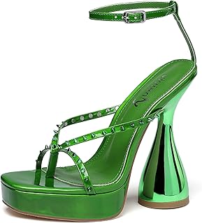 Women's Square Toe Platform High Heels Ankle Strap Chunky Block Heeled Sandals
