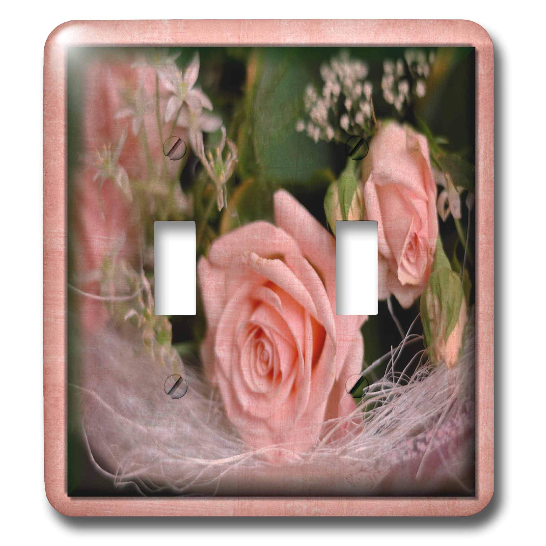 Cubierta para interruptor de luz estilo rústico diseño de rosas 3dRose para dormitorio romantico