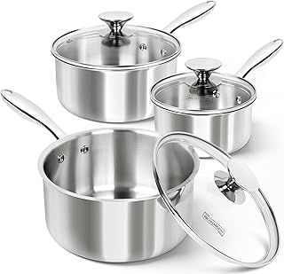 MICHELANGELO Triply Stainless Steel Saucepan Set