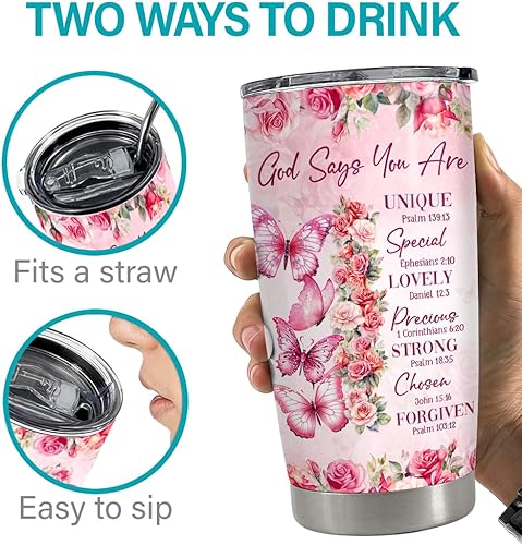 Miniatura 7 de SANDJEST Regalos inspiradores personalizados para mujeres, regalos cristianos para mujeres, vaso de 20 onzas y 30 onzas, vaso de café de viaje,