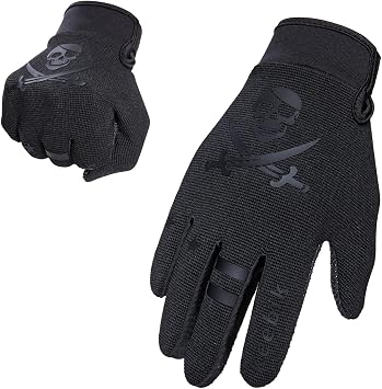 Kids Dirt Bike Gloves, Kids & Youth Power Sports Riding Gloves for Motorcycle, BMX, Mountain Bike, ATV, Full Finger Children Skull Gloves for Cycling Camping Fishing