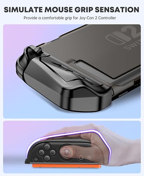 HEYLACOOLX Dockable Protective Case for Switch 2 Controller Protector Cover with 4 Thumb Grips Simulate Mouse Grip Shockproof Grip Cover