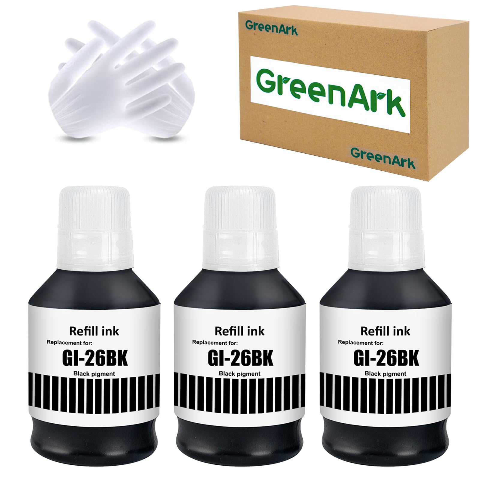 GREENARK GI-26 GI26 Balck Bottle Rfill Ink Compatible for Canon GI-26 Refill Bottle Ink Replacement for Canon MAXIFY GX3020 GX4020 GX5020 GX5520X