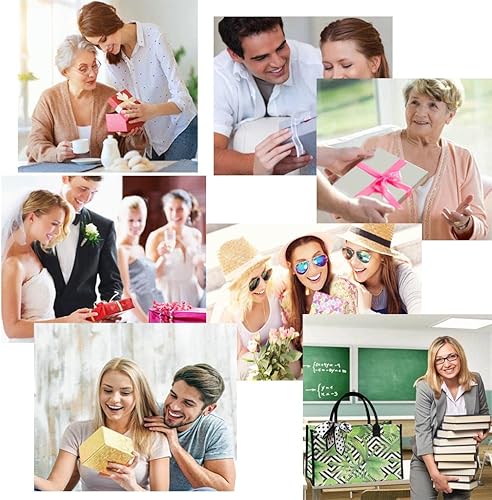 Miniatura 8 de Bolsas de lona grandes personalizadas, bolsas de playa reutilizables, regalos para mujeres, cumpleaños, con bolsillo interior, mandala