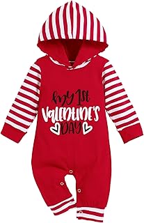 Wexuua Baby,Clothing,Baby Boys 0-24m,Bodysuits & One-Pieces,Rompers Wexuua My First Valentine Baby Boy Girl Outfit Romper Bodysuit with Hat One-Piece Jumpsuit
