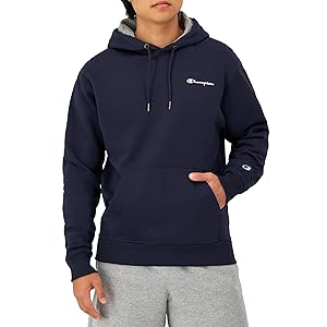 Champion Men's Pullover Fleece Hoodie, Standard Fit, Midweight, C Logo, Available in Regular and Big & Tall