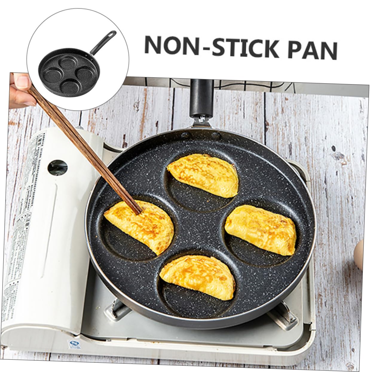VOSAREA 2 Pezzi Padella Antiaderente Multipurpose Scomparti per Frittate e Waffle Compatibile con Cucine Induzione Design Resistente e Facile da