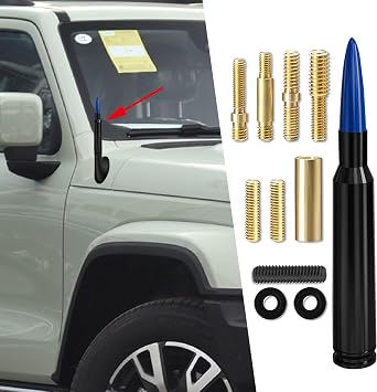 Bullet Car Antenna Replacement, Aluminum Alloy Waterproof Short Antenna, Signal Stability Universal Exterior Accessories Compatible with Most Cars, Trucks, SUVs and More