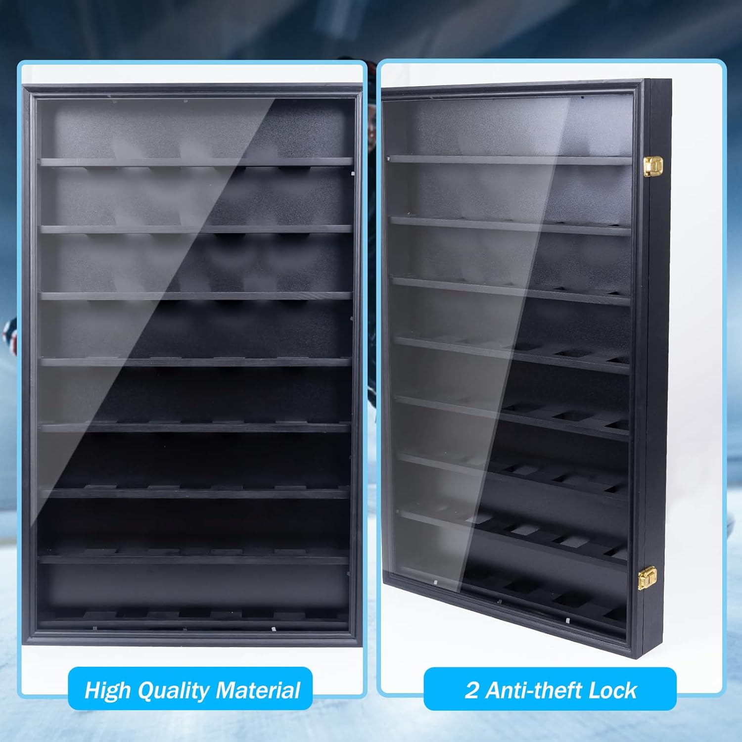 40 Hockey Puck Display Case, Puck Holder Wall Mount ,Hockey Puck Holder,Hockey Puck Display Box,,Puck Shadow Box