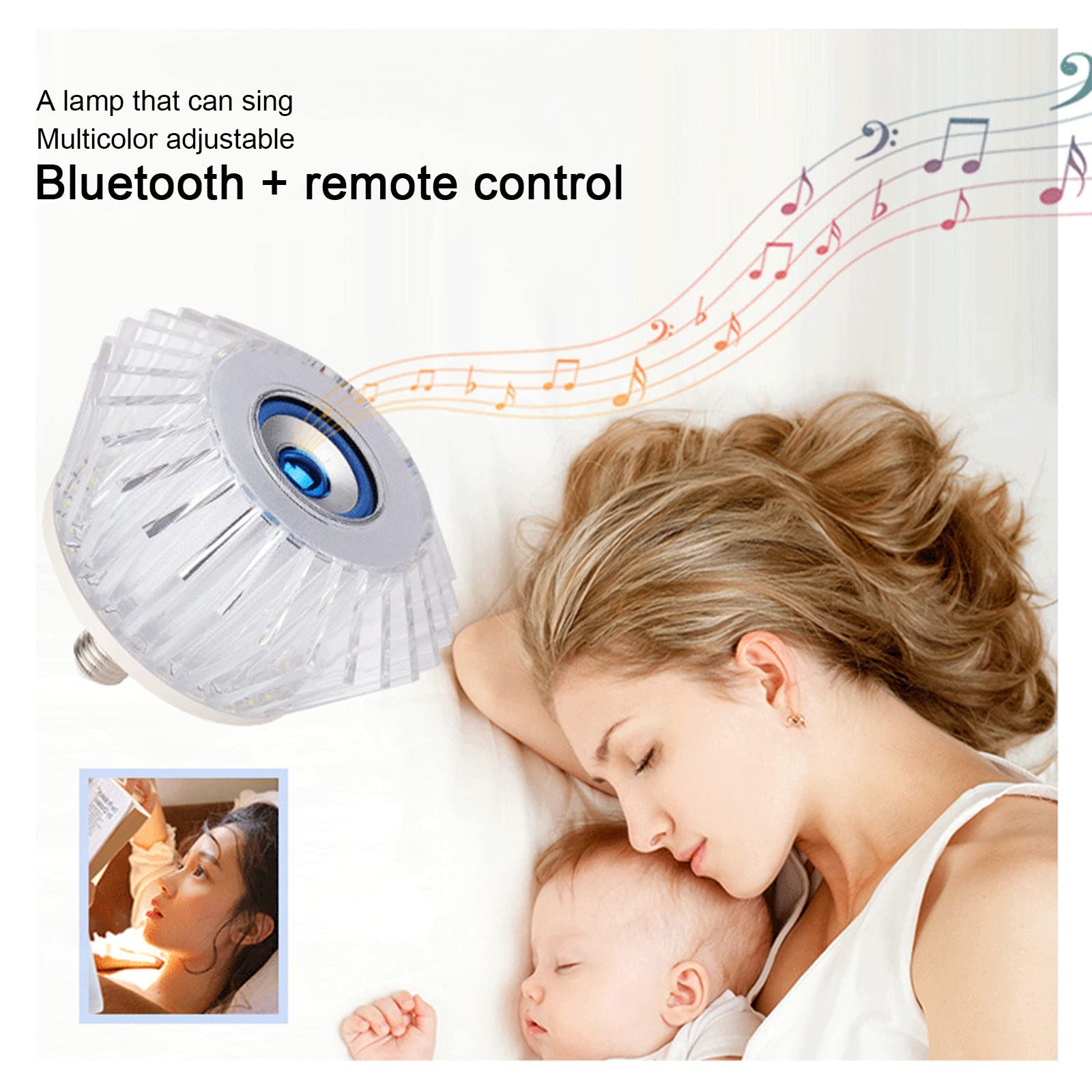 Inteligentna lampa LED z głośnikiem Bluetooth, zmieniająca kolor żarówka Bluetooth Głośnik - współpracuje z podstawą E27-24-klawiszowy zdalnego sterowania Zmiana koloru do dekoracji świątecznych/256