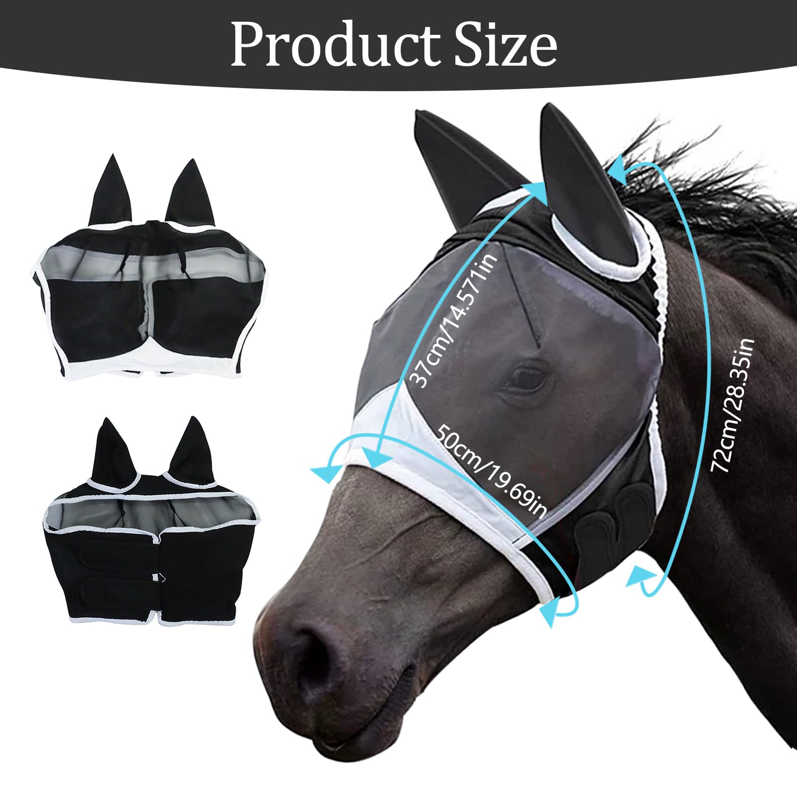 AMJKEJI Horse Fly Mask Comfort Stretchy Eye Space with UV Protection Mosquito and Insect - Image 2