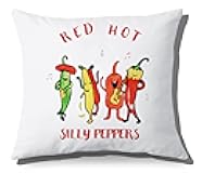 Forest Charger Red Hot Silly Peppers Rock Band Throw Pillow Cover 18x18 Inch, Funny Music Themed Decorative Pillow Case for Home & Concert Decor, Unique Gift for Rock Music Fans and Band Lovers