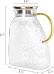 Hedume Fridge Door Water Pitcher, 1.8 Liter/60oz Fridge Pitcher with Stainless Steel Gold Lid, High Borosilicate Glass Pitcher Leakproof Ice Tea Pitcher for Hot or Cold Beverage