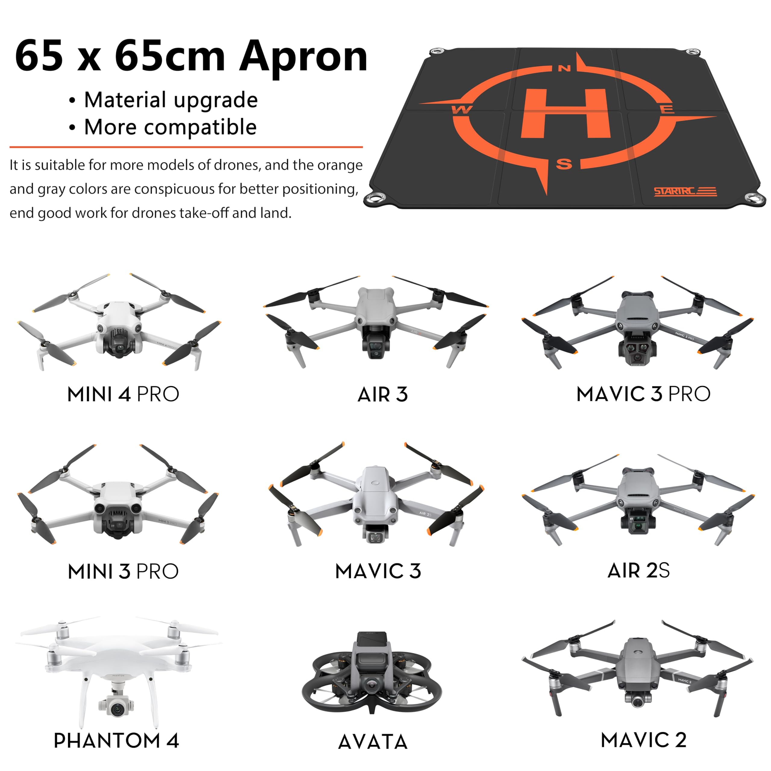 STARTRC Drone Landing Pad,65cm(25”) Portatile Universale Pieghevole Veloce Helipad Tappeto di atterraggio per DJI Air 2S,Mavic Air 2,Mavic Mini 2,Mavic 2 Pro/Zoom,Phantom 4/3,DJI FPV,Holy Stone