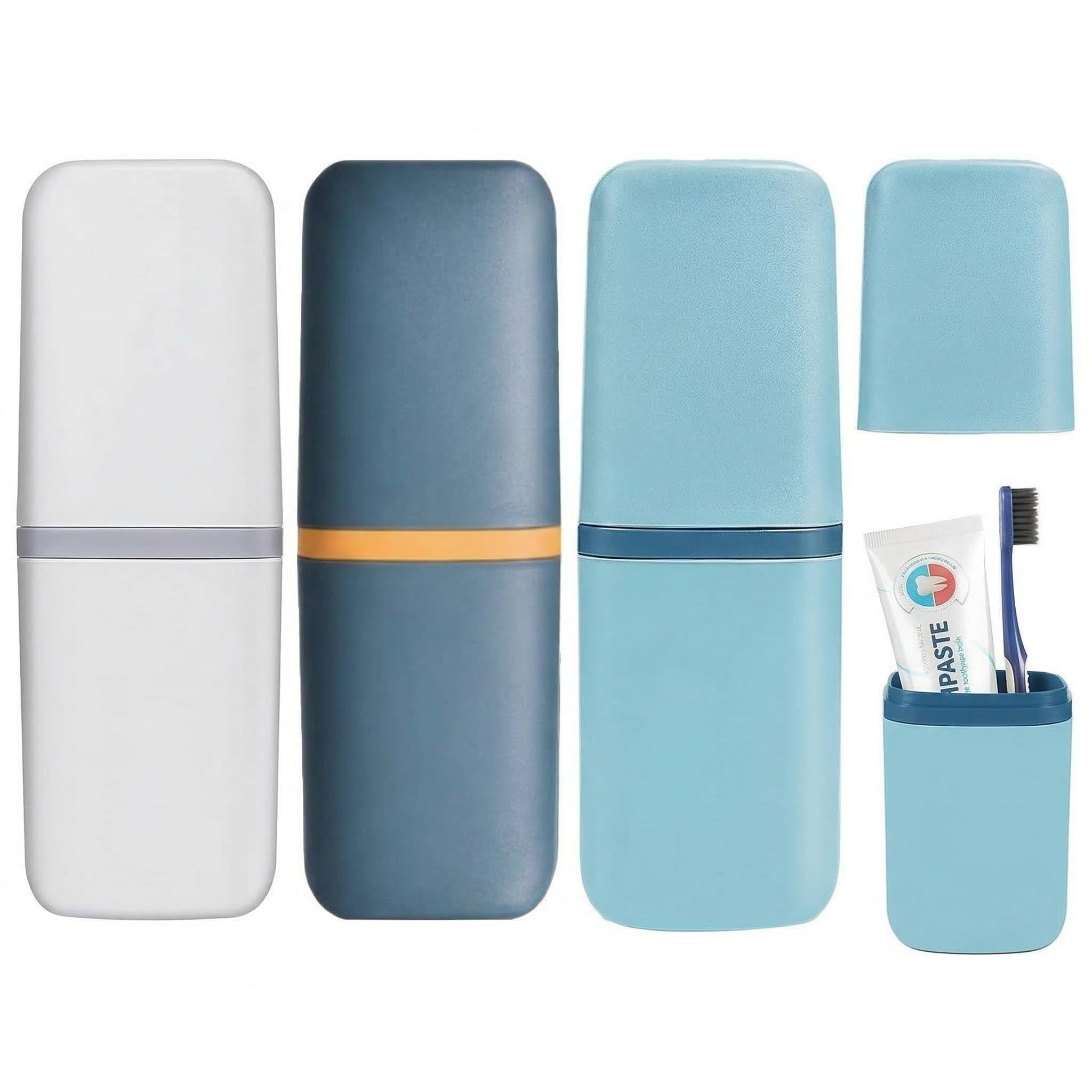 Travel Toothbrush Cup,3Pcs Toothbrush Cases,Multifunctional Storage Toothbrush and Toothpaste Mouthwash Cup,Portable Travel Toothbrush Holder, Multi-function for Home School Camping Business Bathroom