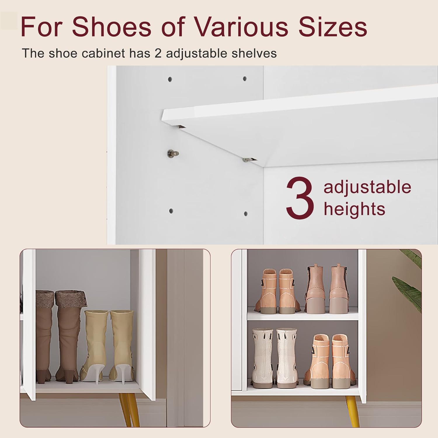 Image showing adjustable shelves with three height options.