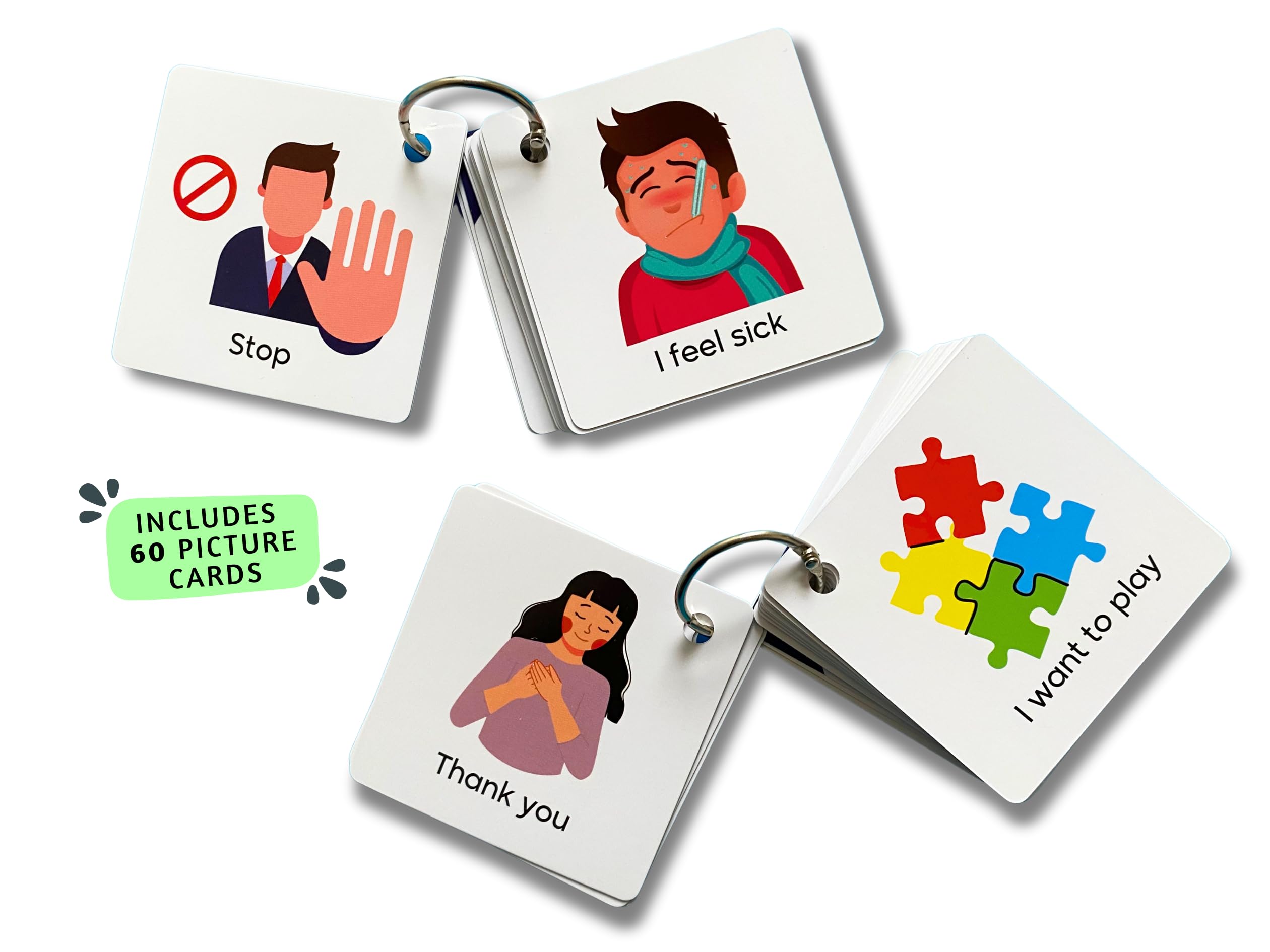 Plastic Communication Cards for Non Verbal Children and adults with Autism, Speech Delay visual aid Pecs Special Needs - Image 4