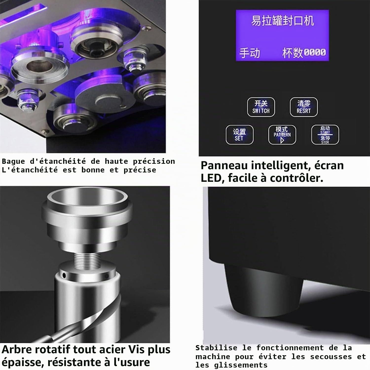 Scelleuse Commerciale Canettes+Machine à Capsuler Automatique+Écran LED & 5.5cm Diamètre+Scellage Rapide Efficace+Canettes Soda/Lait Thé+Parfaite pour Magasins de Boissons White