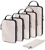 BAGSMART Compression Packing Cubes for Travel, 6 Set Travel Packing Cubes for Suitcases, Compression Suitcase Organizers Bag Set, Lightweight Packing Organizers White Opal