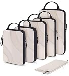 BAGSMART Cubes d'emballage de compression pour le voyage, 6 Ensemble de cubes d'emballage de voyage pour valises, organisateurs de valises de compression, organisateurs d'empaquetage léger Opal blanc