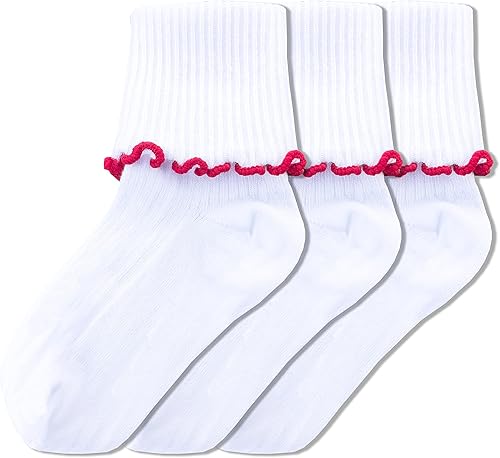 Sierra Socks Calcetines de uniforme escolar con borde de lechuga para niña grande, algodón peinado, puntera sin costuras, calcetines suaves y cómodos