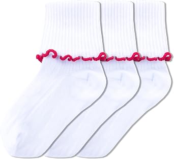 Sierra Socks Big Girls Turn Cuff Lettuce Edge School Uniform Socks - Combed Cotton, Seamless Toe, Soft, comfortable socks