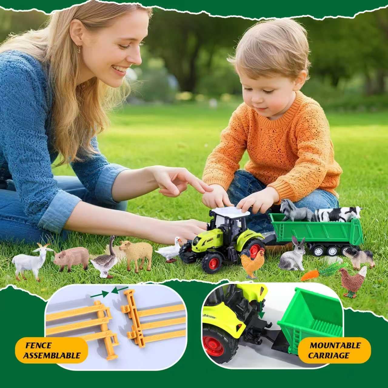 SIENON 26pcs Farm Toys for Toddlers, Realistic Barn Animal Figurines, Tractor, Windmill and Fence Playset, Farm Figures Vehicle Toy Truck for Kids Educational Learning Christmas Birthday Cake Decor