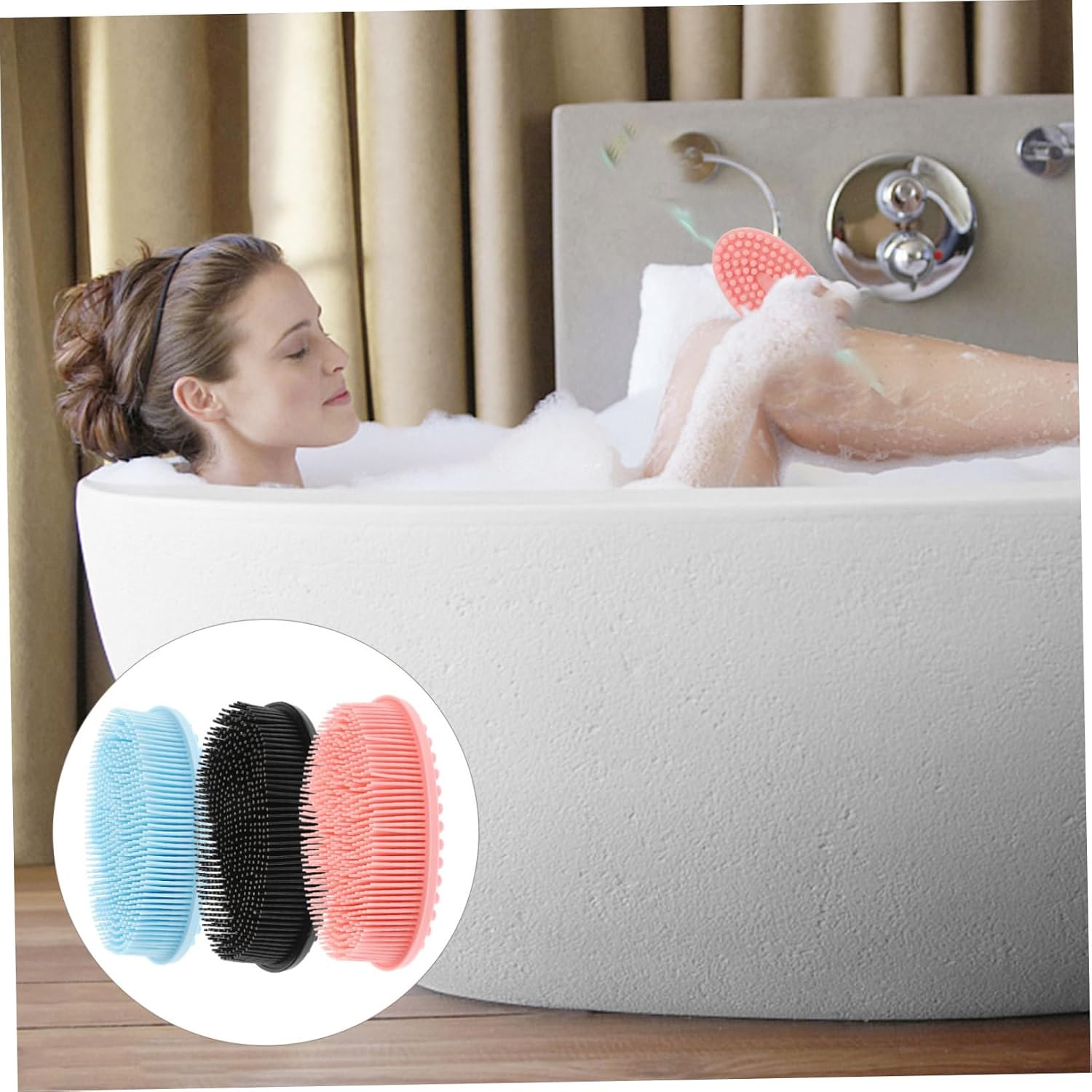 3Pcs Silicone Bath Brushes Dual Sided Exfoliating Body Scrubbers for Deep Cleaning Small Shampoo Brushes for Daily Use and Gentle Skin Care